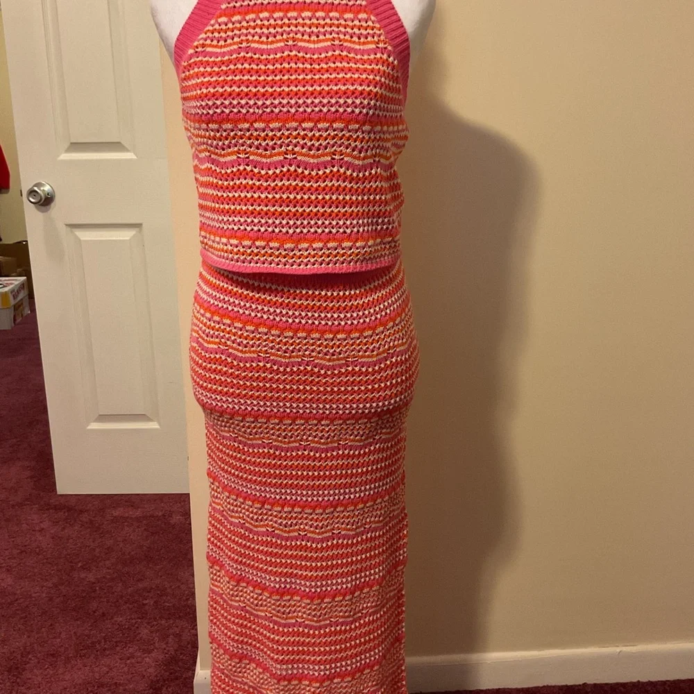 NWT Haute Hippie Knit Two Piece Dress in Pink and Orange - Picture 3 of 10